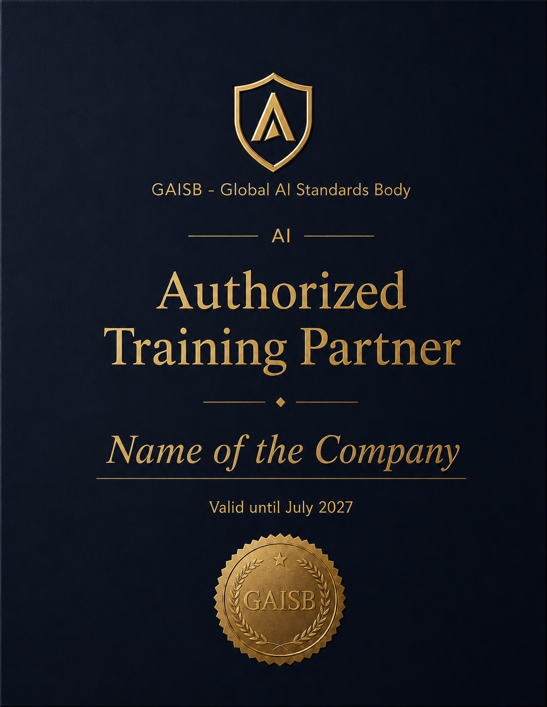 GAISB Authorized Training Partner certificate